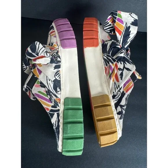 Farm Rio Bananatic Platform Mule Canvas Sneaker Bow Tie EU 38.5 US 7.5 New - Picture 6 of 7